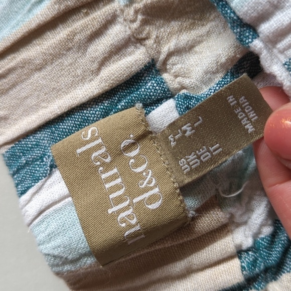 Naturals D&Co Linen Blend Pull on Cropped pants Lagenlook Pockets Button Boho - Picture 4 of 10